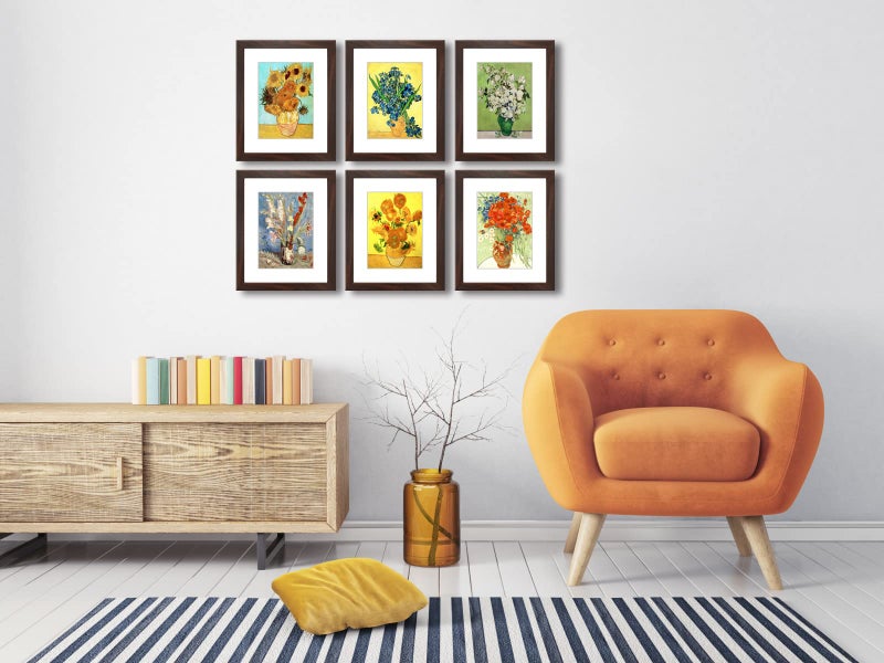 DEKWINN 8x10 Picture Frame Set of 6 with Real Glass for Pictures 5x7 with Mat or 8x10 Without Mat, Wall or Tabletop Gallery Photo Frames Walnut - Image 4
